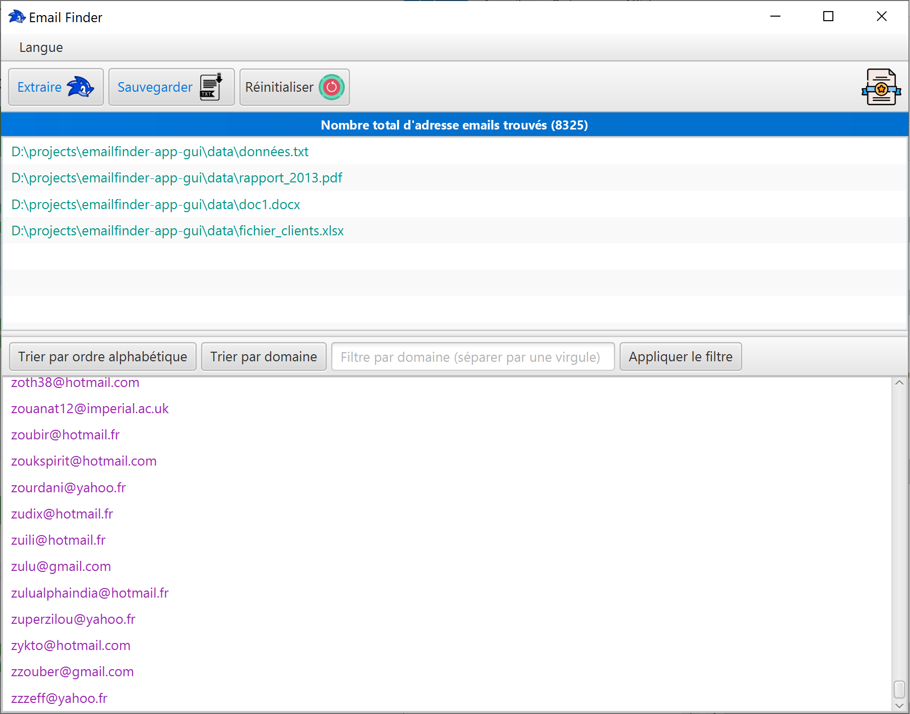 Logiciel extraction d'emails EmailFinder3
